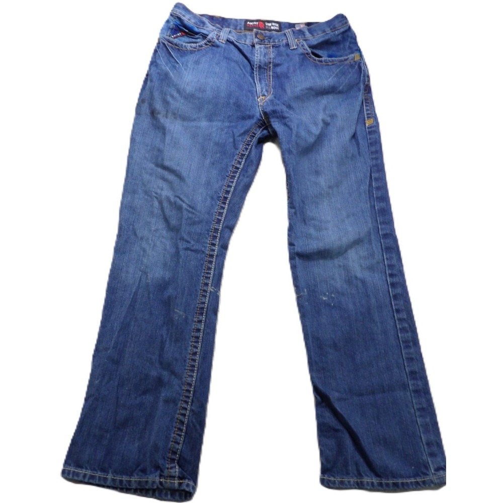 Ariat M4 Low Rise Boot Cut FR Men Jeans W36xL32 Blue Flame Resistant Work Denim